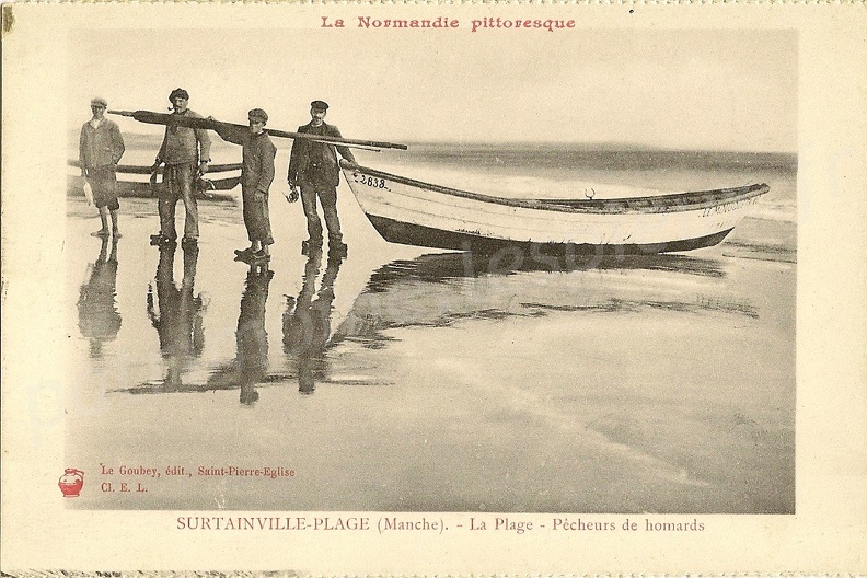 Surtainville-Plage (Manche) - La plage - Pêcheurs de homards